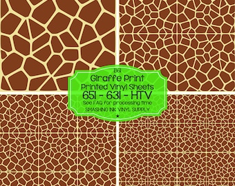 Giraffe Animal Print Vinyl/Printed Heat Transfer Vinyl/Patterned Vinyl/Printed 651 Vinyl/Printed 631 Vinyl/Printed Outdoor Vinyl/Printed HTV