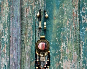 Necklace Tribal / ethnic "Hanhepi" Jasper & former ivory