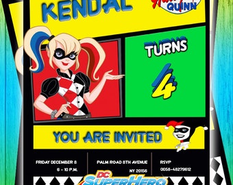 Birthday Invitation Harley Quinn PSD Layered