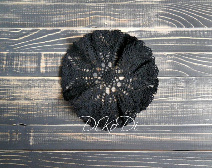 Black cotton doily beads, black doily, crochet ornaments, crochet lace doily, crocheted decoration, crochet table decor, decorative crochet