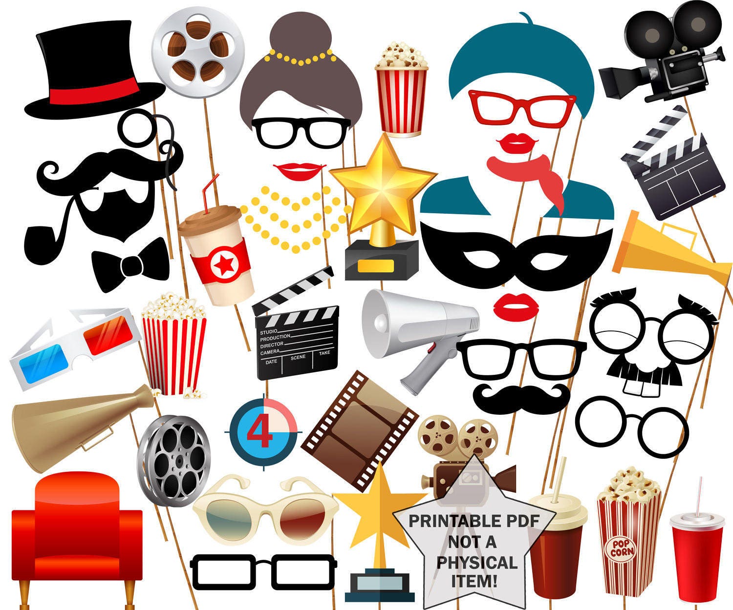 Movie Night Party Photo Booth Prop PRINTABLE MOVIE