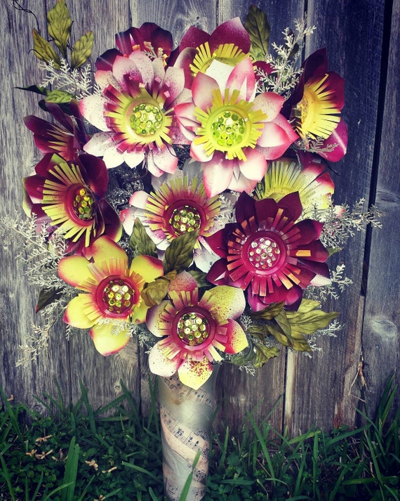 Metal Flower Arrangements Memorial Flower by GardenDreamsDecor