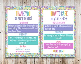 Custom Care Cards Personalized Home Office Approved Font and Colors Paisley LuLa Thank You Cards Digital Care Cards LLR Teams