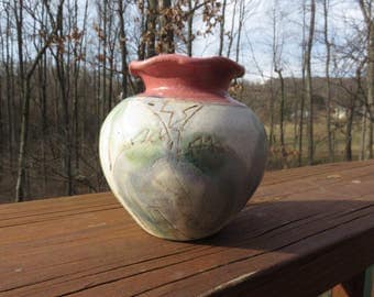 Vintage Art Pottery Vase Iris Flower Decoration