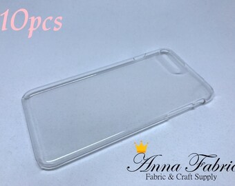 10pcs - Blank Phone Case - iPhone 7 plus plastic hard case for DIY - Clear White / Transparent, White