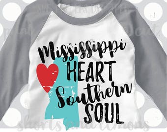 Mississippi Heart Southern Soul SVG, ole miss, Mississippi SVG, Southern svg, Grunge, svg, vector, Mississippi, Digital Download, eps, clip