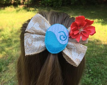Polynesian Princess Bow / Moana Hair Bow / Moana Bow / Moana Birthday / Princess Party / Heart of Te Fiti