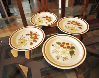 Vintage Salad / Dessert Plates – 3 Autumn Collection Stoneware ‘WildWood’ and 1 Old Brook Stoneware ‘Stonecreek’ – 7.5” diameter