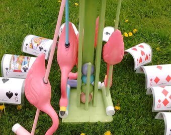 Alice in Wonderland Themed Handmade Croquet Set with optional glow in the dark treatment