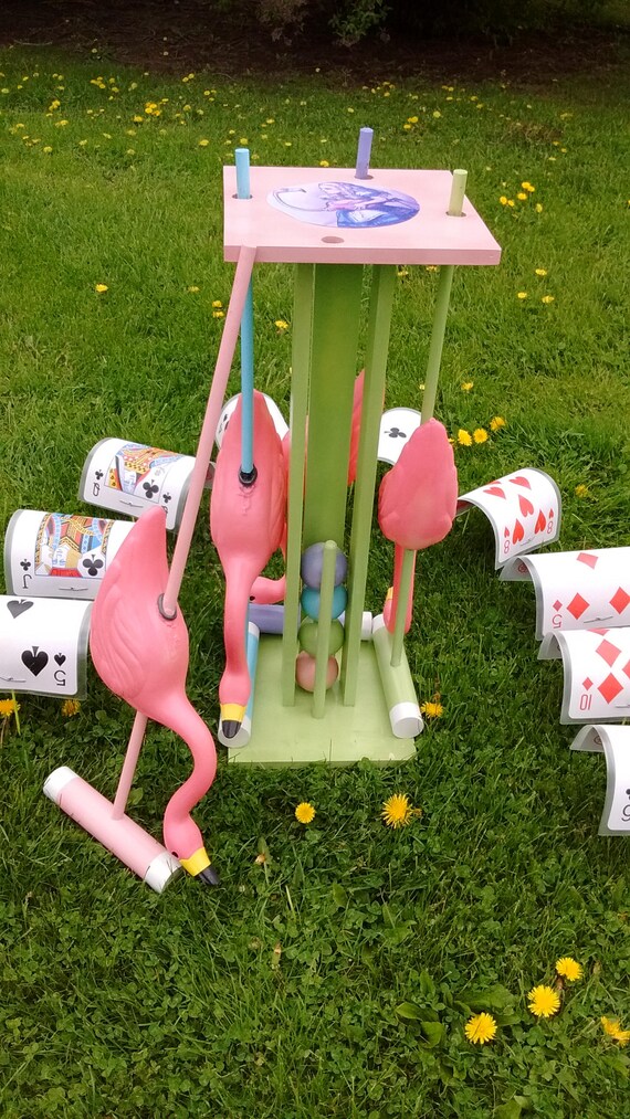 Alice in Wonderland Themed Handmade Croquet Set with optional