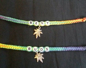Best Buds Friendship Bracelet Sets with Leaf Charm & Alligator Clip