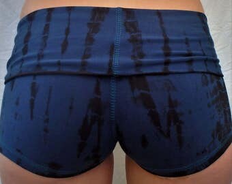 Yoga Shorts in Midnight Tie Dye/Yoga/Womens Yoga Shorts/Tie Dye Booty Shorts/Tie Dye Yoga Shorts/Festival Yoga Shorts/Boho Shorts/Yoga/Yoga