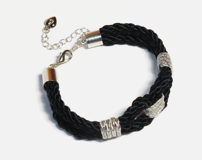 Black Rope bracelet,Rope Bracelet, Rope Jewellery, Charm Bracelet, Black bracelet, Womens bracelet