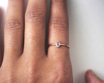 Herkimer Diamond Rose Gold Ring | Stacking Rings | Ring For Girlfriend | Delicate Rings | Rose Gold Rings | Rings With Stones | Rings