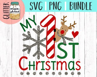 My 1st Christmas svg and png Files for Cutting Machines Cameo Cricut, Cute, Girl, Boy, Winter, Toddler, Baby, First Holiday, Reindeer