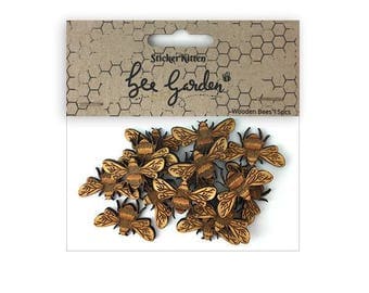 Bee Garden Wooden Embellishments – wooden bees, MDF shapes, laser cut shapes, craft embellishments, card making supplies, decorative bees