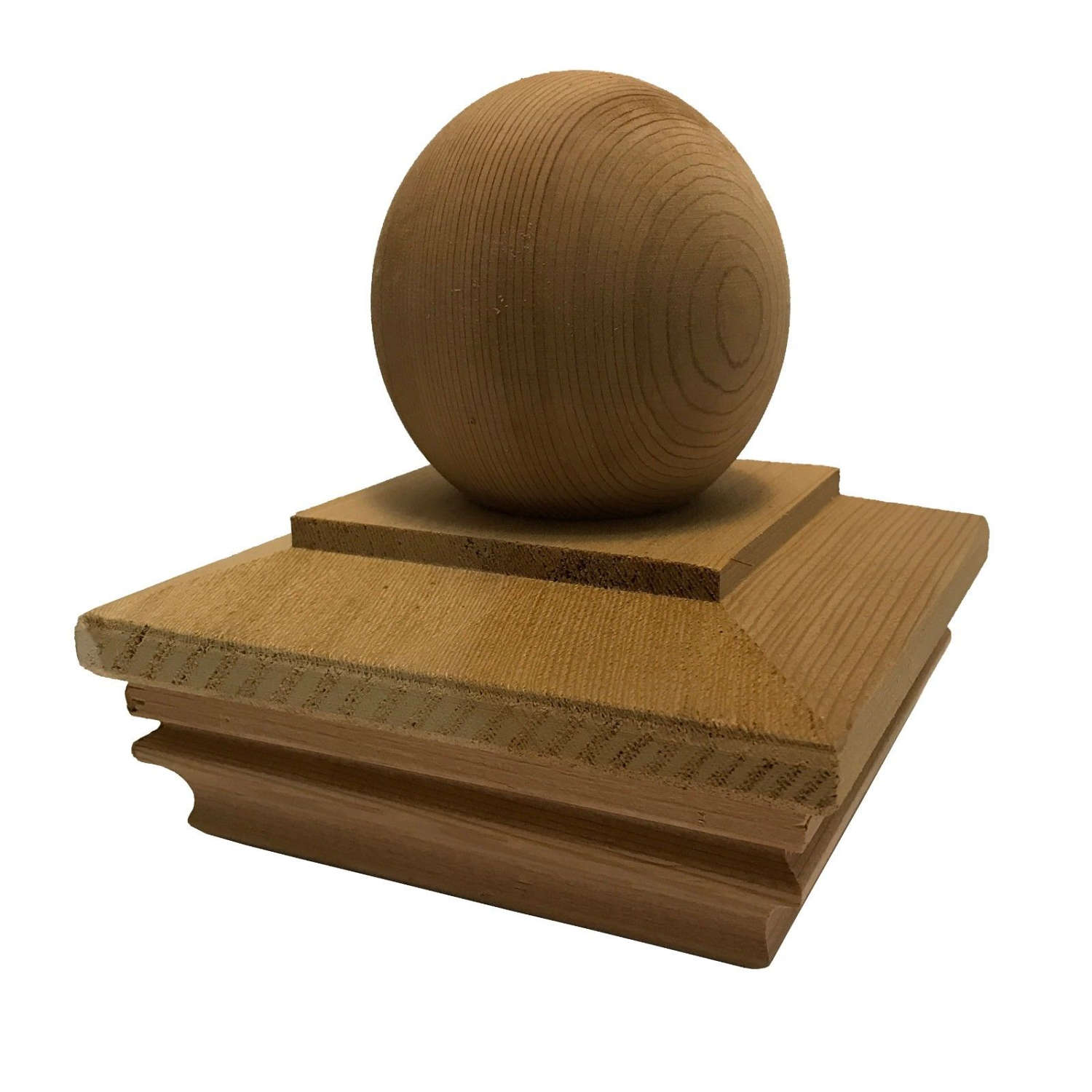 Cedar Wood Garabaldi Ball Post Cap for for 3.5" x 3.5" Fence & Deck