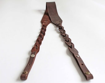 Leather camera strap DSLR SRL camera strap Handmade camera strap Braided camera strap Camera neck strap