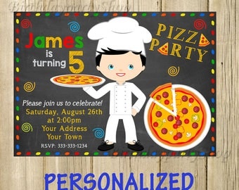 Pizza Party Invitation - Pizza Party Birthday Invite - Pizza Personalized, Digital File