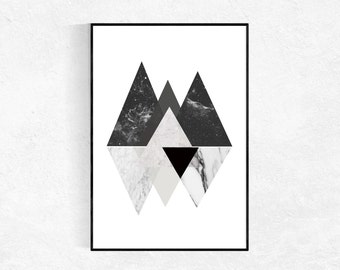 Abstract Poster, Geometric Print, Mid Century Print, Black And White, Minimalist Print, Scandinavian Print, Abstract Print, Printable Art