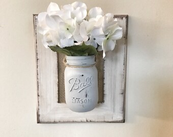 Mason Jar Wall Decor, Mason jar sconce, Mason Jar, Wall hanging, Farmhouse decor, Rustic decor