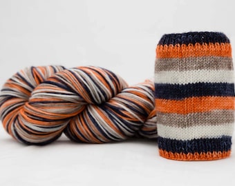 Self Striping Sock Yarn, Fingering Weight Yarn, Hand Dyed Sock Yarn, "Ember" Dyed to Order