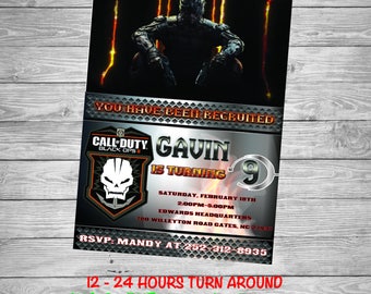 Call Of Duty Invitation, call of duty party, call of duty invite, birthday, party, birthday party, military, cod birthday, army, black ops