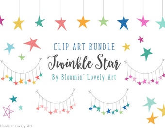 Stars Clip Art - Star Clip Art Bundle - Stars Bunting Clip Art - Star Clipart - Clip Art