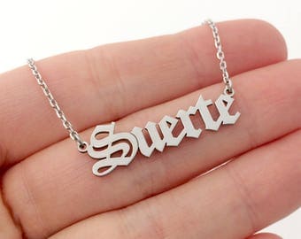 Custom Old English Name Necklace, Silver Name Necklace, Personalized Name Necklace, Nameplate Necklace, Birthday Gift, Valentines Day Gift