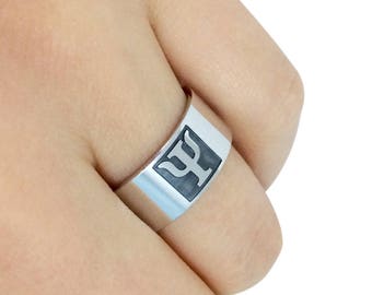 Psi Symbol Ring in Sterling Silver Metal, Psi Ring, Psi Band Ring, Psi Band Ring, Psi Jewelry, Greek Letter Psi Ring, Graduation Gift Idea