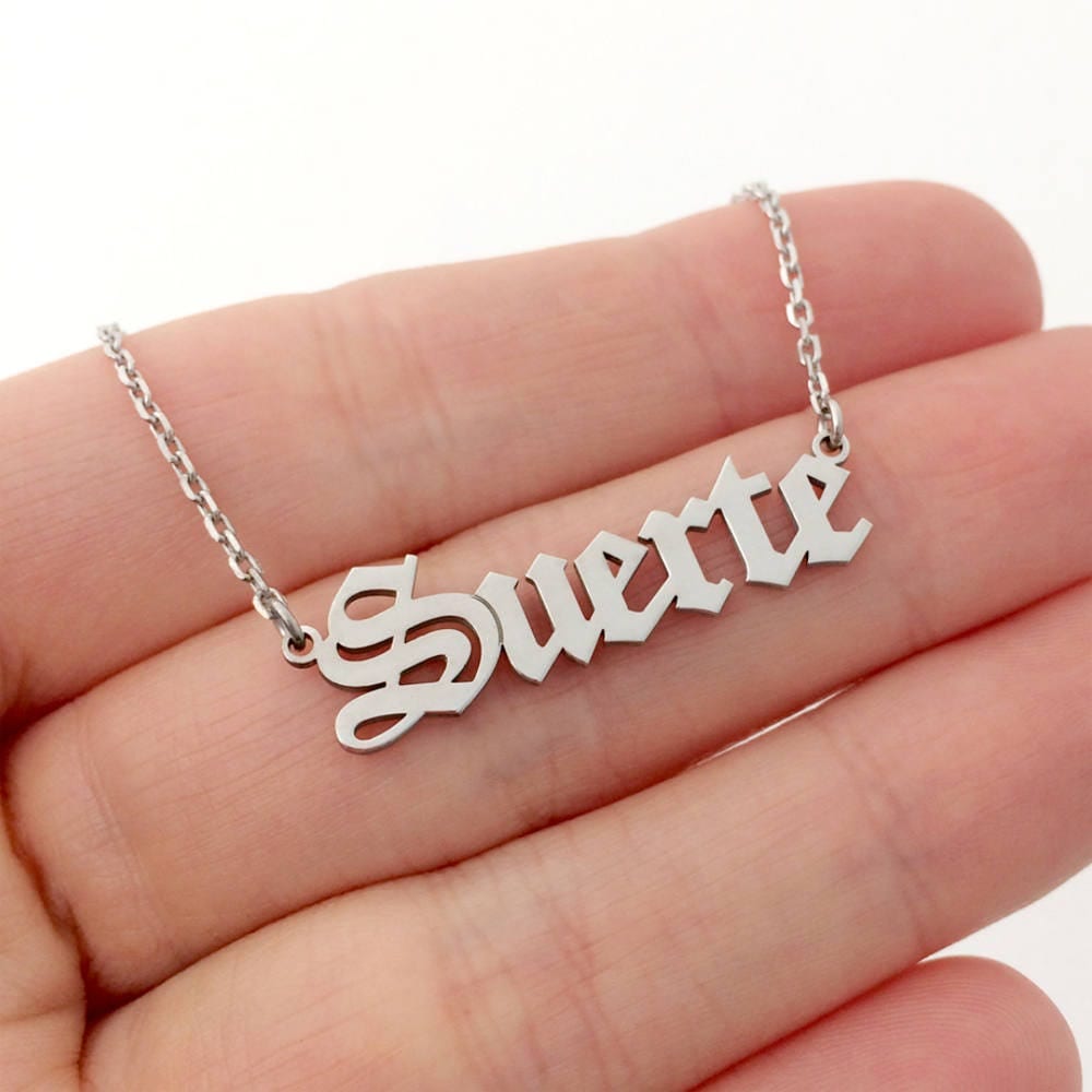 Old English Name Necklace Silver