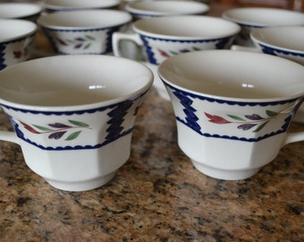 Vintage Set of 10 Adams Teacup/Coffee - Lancaster Pattern - Real English Ironstone - Made in England