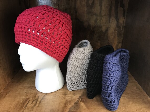 FREE SHIPPING!! Women's Crochet Messy Bun Hat in Solids // Ponytail Hat // Bun Hat