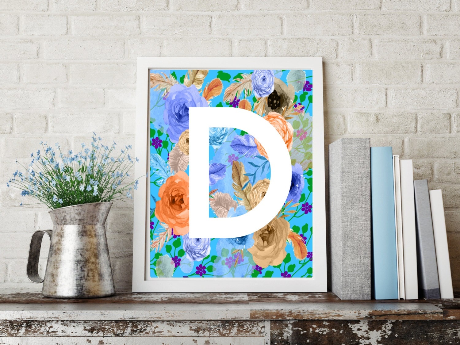 Letter D Monogram Art / Letter D Art Letter Wall Decor
