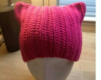Pink women's march Pussy hat cat ears beanie