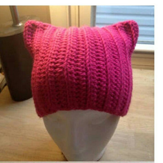 Pink women's march Pussy hat cat ears beanie