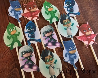 PJ MASKS Cupcake Toppers / Cake Toppers / Die Cuts / Birthday Party / Decorations / Cake Pops / Supplies / Decor / Fast Shipping!