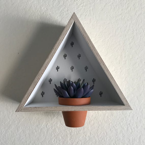 Triangle Shelf // Cactus Print // Geometric Shelf