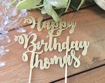 Personalized Happy Birthday Cake Topper, glitter birthday cake topper, Birthday cake topper, Customer happy birthday cake topper