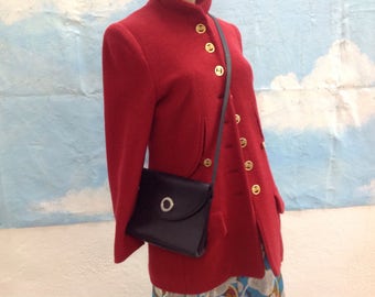 Coccinella vintage purse| shoulder bag vintage| 70s Coccinella bag | Borsa Furla | leather Bag Furla | Navy leather purse