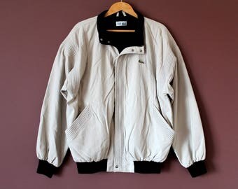 80's CHEMISE LACOSTE Jacket, Vintage Lacoste Windbreaker, Made in France Lacoste Zip Up Bomber Jacket, Men's Lacoste Casual Jacket Size 4