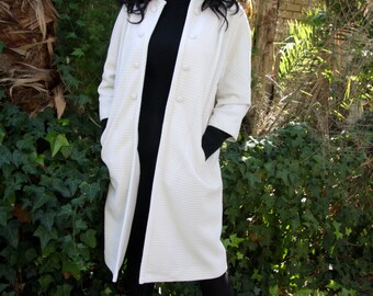 white ribbed crimpelene jacket with pockets