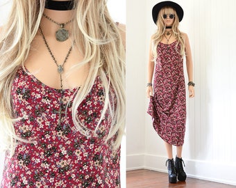 90s Floral Dress 90s Grunge Slip Dress Floral Maxi Dress Slip Dress 90s Dress Floral Dress Vintage 90s Clothing Vintage Floral Dress XS S