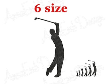 Golfer Embroidery Design. Golfer silhouette. Mini Golfer Design. Mini Golf Embroidery Designs. Machine Embroidery Design