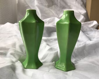 Vintage Miniature Bavaria Green Ceramic Vases