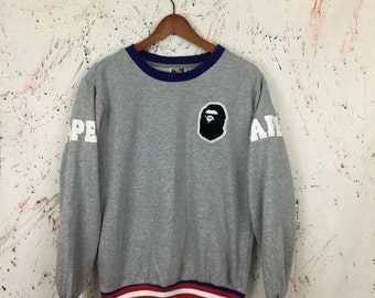 Rare A Bathing Ape Patch Logo Sweatshirt Pullover Size L 90s Supreme Bape