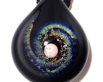 Black Super Nova Space Glass Pendant