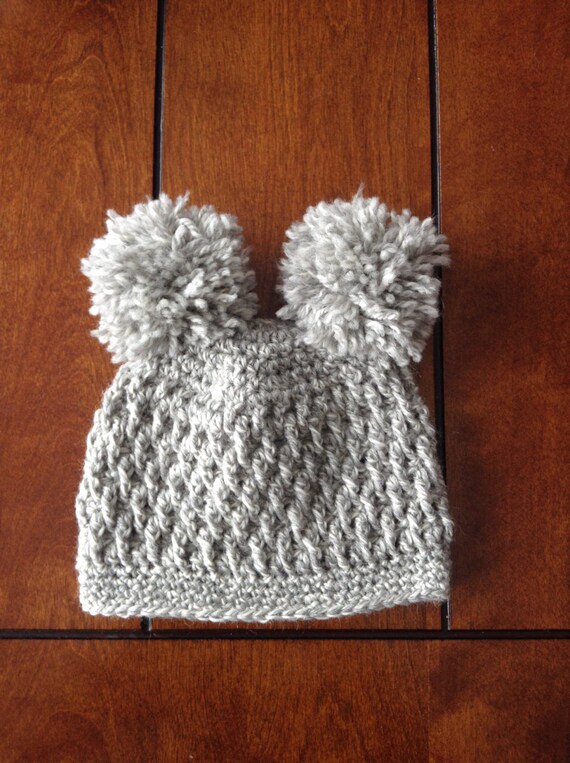 Items similar to Chunky baby hat with pom poms on Etsy