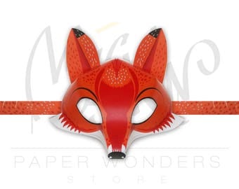 Fox mask. Fox masquerade mask.Fox printable mask. Fox party favors. Fox birthday. Fox costume. Paper mask. Animal masquerade mask. Fox party