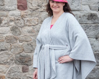 Plus size clothing/Plus size/Trendy plus size clothing/Grey jacket/ Cape coat/Cape jacket/Fleece coat/Capes/Grey ponchos/Polar fleece fabric